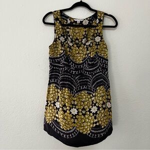 CAbi 216 Y2K Babydoll Sleeveless Blouse Pearl Chain 100% Silk Women’s Size Small